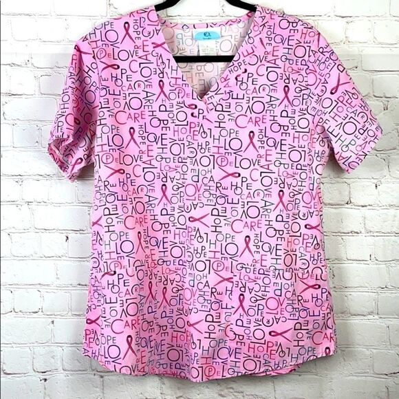 SB Scrubs Tops - SB Scrubs. Pink Breast Cancer Scrub top. Small